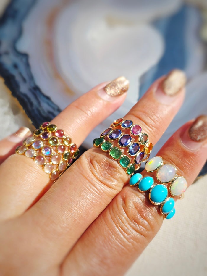 14k Yellow Gold Gemstone Stacking Ring | Indulgems | Clearance