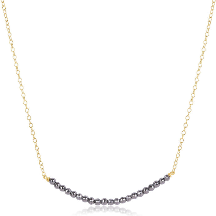 16" Necklace Gold - Beaded Bliss Silver Faceted Hematite