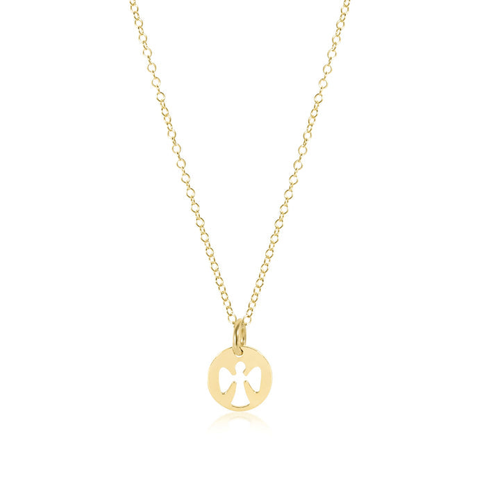 16" Necklace Gold - Guardian Angel Small Gold Disc