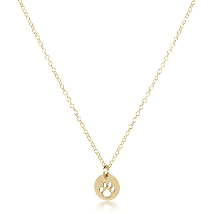 16" Necklace Gold - Paw Print Small Gold Disc