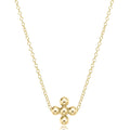 16" Necklace Gold - Signature Cross Beaded Gold 3mm