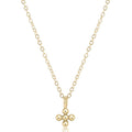 16" Necklace Gold - Signature Cross Beaded Small Gold Charm