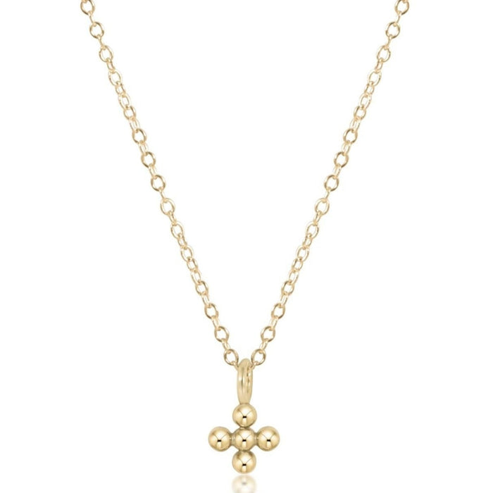 16" Necklace Gold - Signature Cross Beaded Small Gold Charm