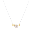 16" Necklace Mixed Metal - Purpose Gold Pearl