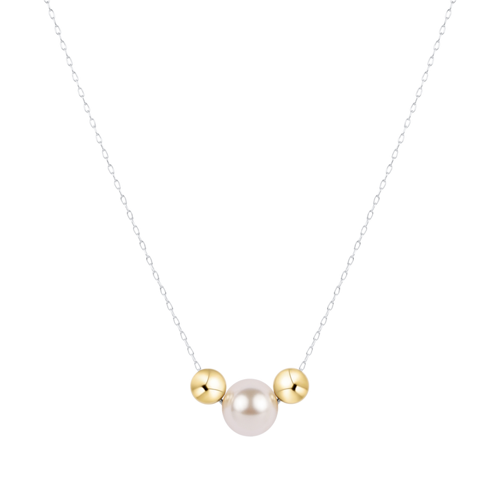16" Necklace Mixed Metal - Purpose Gold Pearl