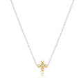 16" Necklace Mixed Metal - Signature Cross Beaded Gold 3mm
