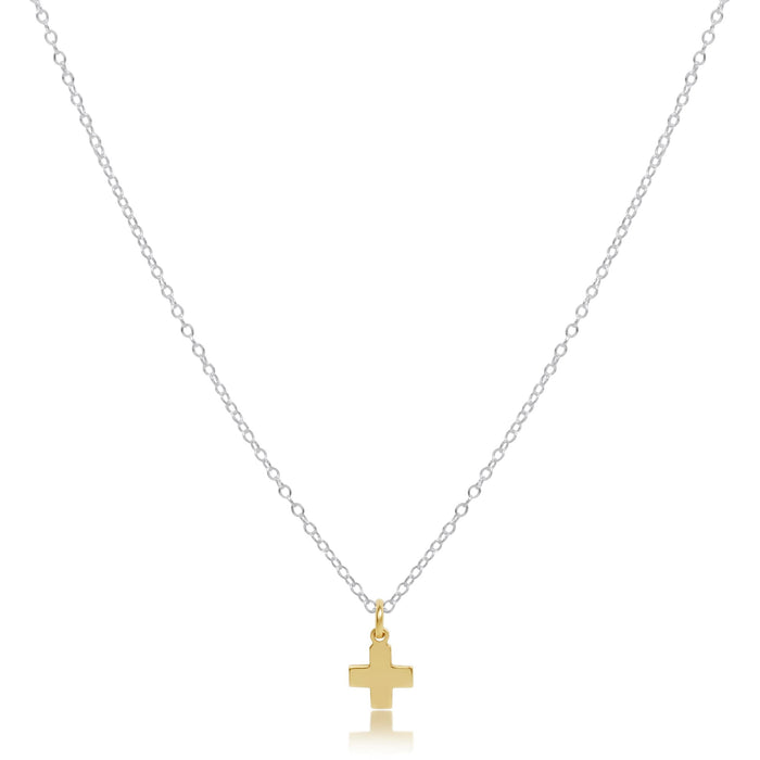 16" Necklace Mixed Metal - Signature Cross Gold Charm