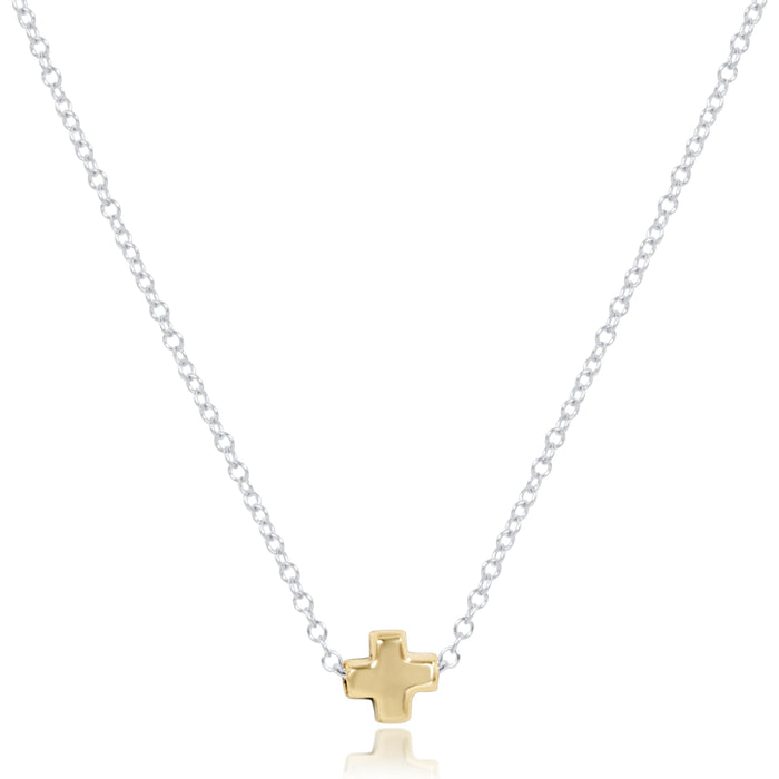 16" Necklace Mixed Metal - Signature Cross Small Gold