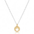 16" Necklace Mixed Metal - Star Small Gold Disc