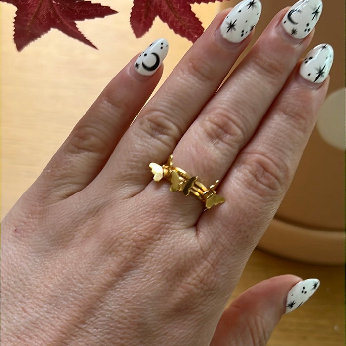 18K GOLD Trio Butterfly Stacker Ring