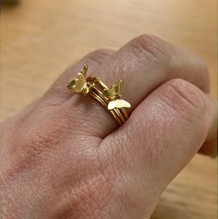 18K GOLD Trio Butterfly Stacker Ring