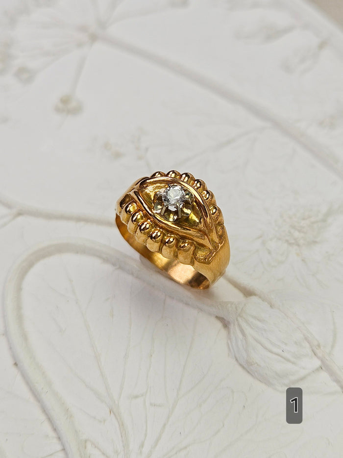18k Solid Gold Antique French Diamond Ring 1, 2, 3 | Indulgems | Designs in Real Gold