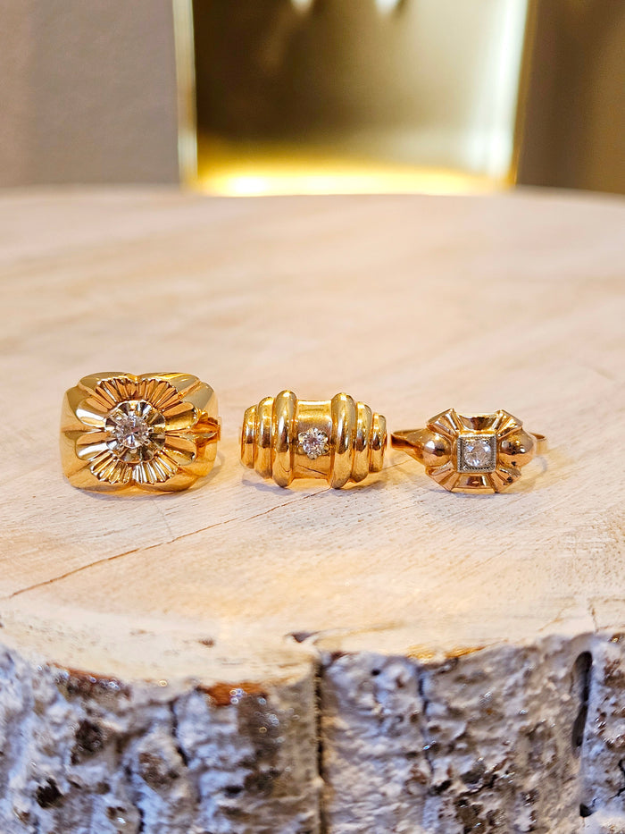 18K Solid Gold French Antique Diamond Rings 4, 5, 6 | Indulgems | Designs in Real Gold