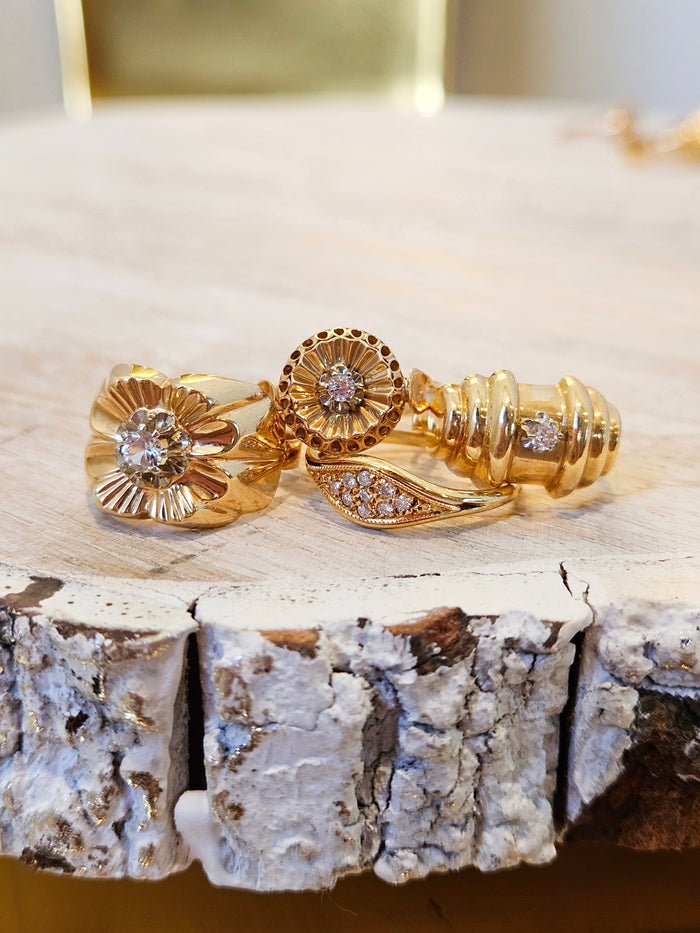 18K Solid Gold French Antique Diamond Rings 4, 5, 6 | Indulgems | Designs in Real Gold