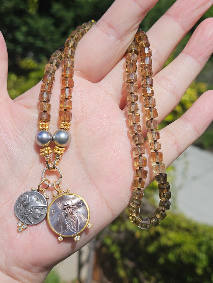 24K Gold Pendant with Diamond & Sterling Silver - Athena Wisdom Goddess | Clearance