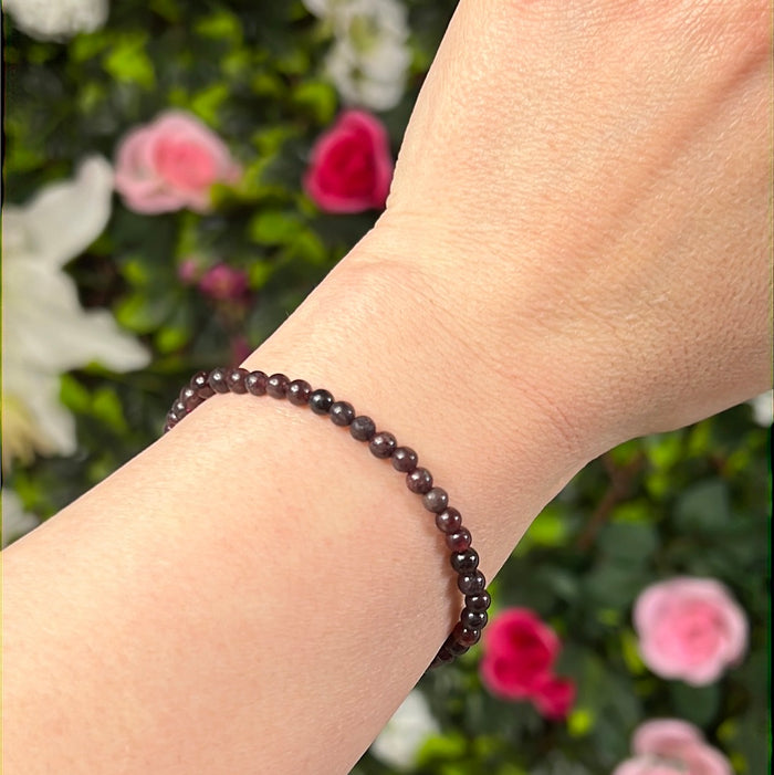 4mm Garnet Bead Bracelet