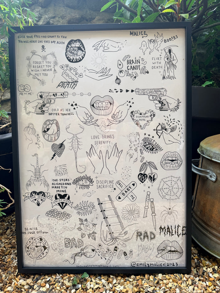*ORIGINAL* framed ‘Disappear here’ A2 flash sheet