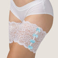 white lace thigh bands with blue bows bandelettes elegant anti chafing