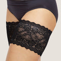 black lace bandelettes thigh bands close up detail anti chafing