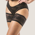 black lace thigh bands bandelettes styled with lace underwear outfit view