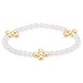 Beaded 4mm Gold Signature Cross 4mm Pearl Bracelet