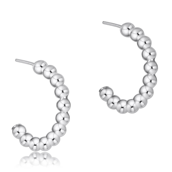 Beaded Classic 1" Post Hoop - 3mm Sterling