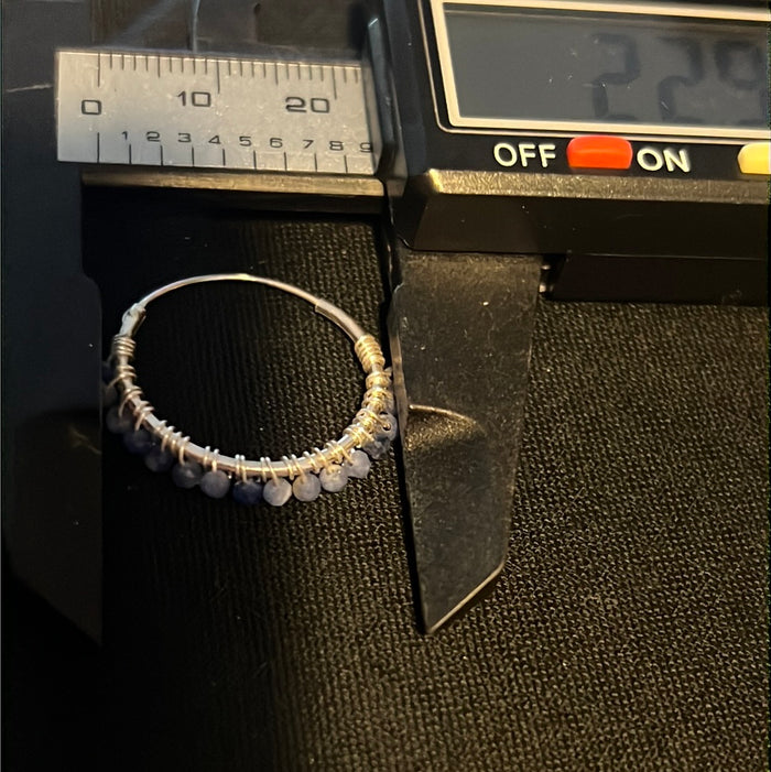Boho Crystal Hoops Medium Sterling Silver Earrings