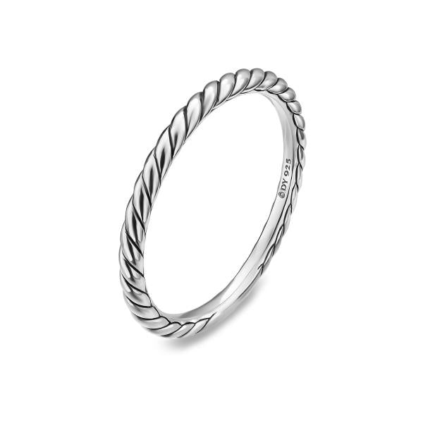 Cable Band Ring in Sterling Silver, 1.7mm