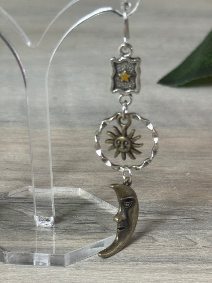 Celestial sun moon star Earrings - Stainless steel