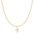 Choker Beaded - Classic Gold 2mm - Classic Pearl 8mm Charm