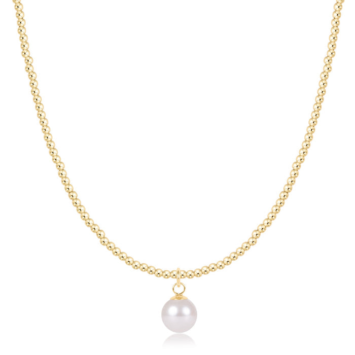 Choker Beaded - Classic Gold 2mm - Classic Pearl 8mm Charm