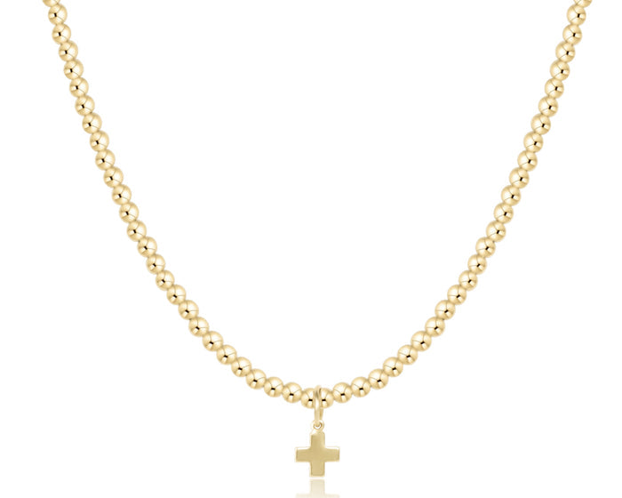 Choker Beaded - Classic Gold 3mm - Signature Cross Gold Charm