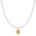 Choker Beaded - Classic Pearl 3mm - Inspire Small Gold Disc