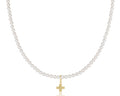 Choker Beaded - Classic Pearl 3mm - Signature Cross Gold Charm