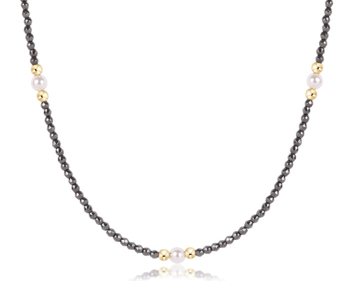 Choker Beaded - Purpose Pearl 4mm Faceted Hematite