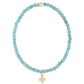 Classic Amazonite 3mm Bracelet - Signature Cross Gold Charm