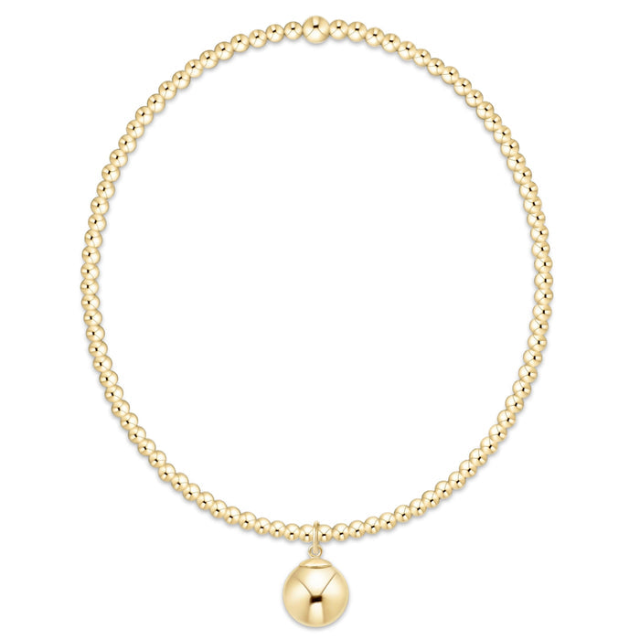 Classic Gold 2mm Bracelet - Classic Gold 8mm Charm