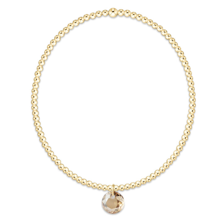 Classic Gold 2mm Bracelet - Reflection Small Charm - 11