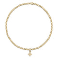 Classic Gold 2mm Bracelet - Signature Cross Small Gold Charm