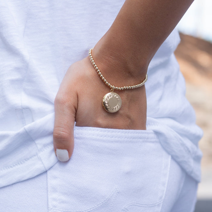 Classic Gold 3mm Bracelet - Cherish Small Gold Locket