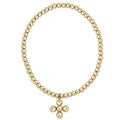 Classic Gold 3mm Bracelet - Signature Cross 4mm Beaded Gold Charm