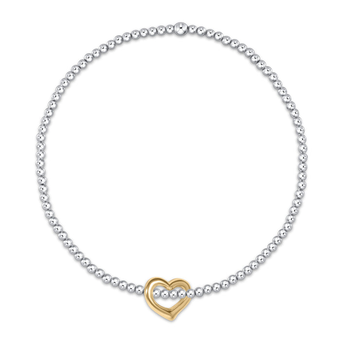 Classic Mixed Metal 2.5mm Bracelet - Love Gold Charm