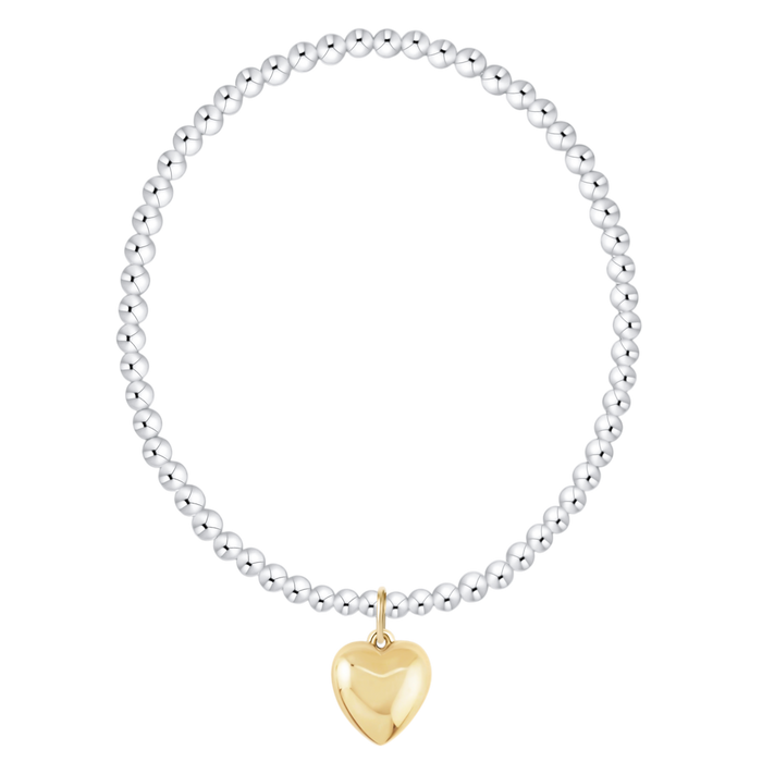Classic Mixed Metal 3mm Bracelet - Love Plush Gold Charm