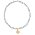 Classic Mixed Metal 3mm Bracelet - Signature Cross Gold Charm