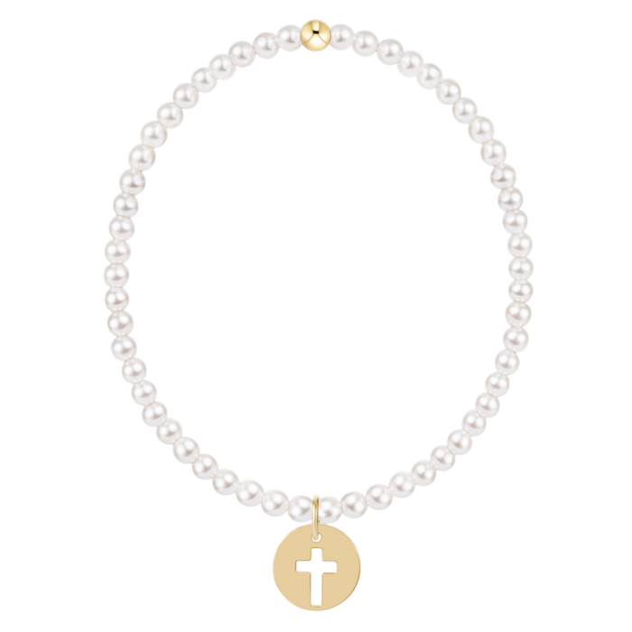 Classic Pearl 3mm Bracelet - Blessed Gold Disc