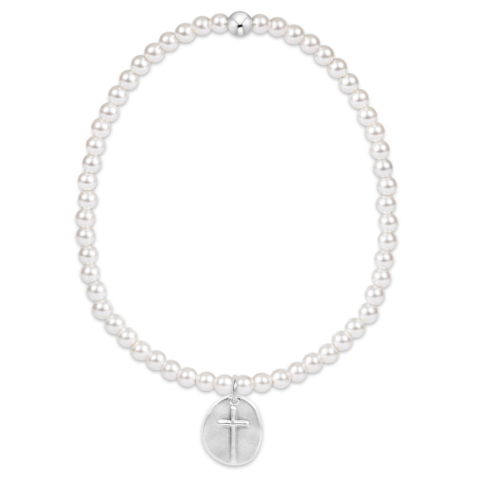 Classic Pearl 3mm Bracelet - Inspire Small Sterling Disc