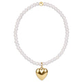 Classic Pearl 3mm Bracelet - Love Plush Gold Charm