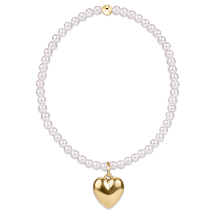 Classic Pearl 3mm Bracelet - Love Plush Gold Charm
