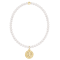 Classic Pearl 3mm Bracelet - Protection Gold Disc