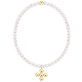 Classic Pearl 3mm Bracelet - Signature Cross 4mm Beaded Gold Charm